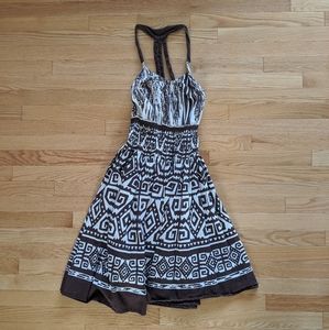 Fit n flare brown patterned dress